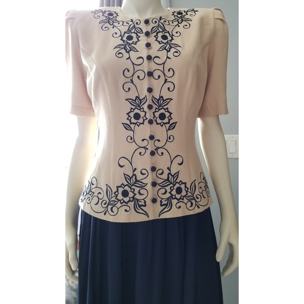 Karin Stevens Embroidered 2-Piece Dress/Jacket,6 ✔️ - Picture 8 of 8
